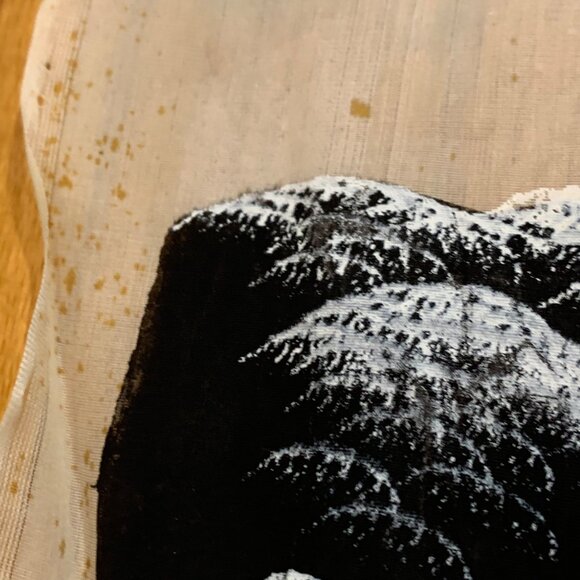 MCM Pair of Hand-Painted Asian Silk Painting: Mt. Fuji, Pagodas, Trees Signed - Picture 5 of 10